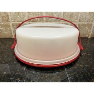 Vintage Tupperware Red Pie Keeper Cake Carrier With Handle
